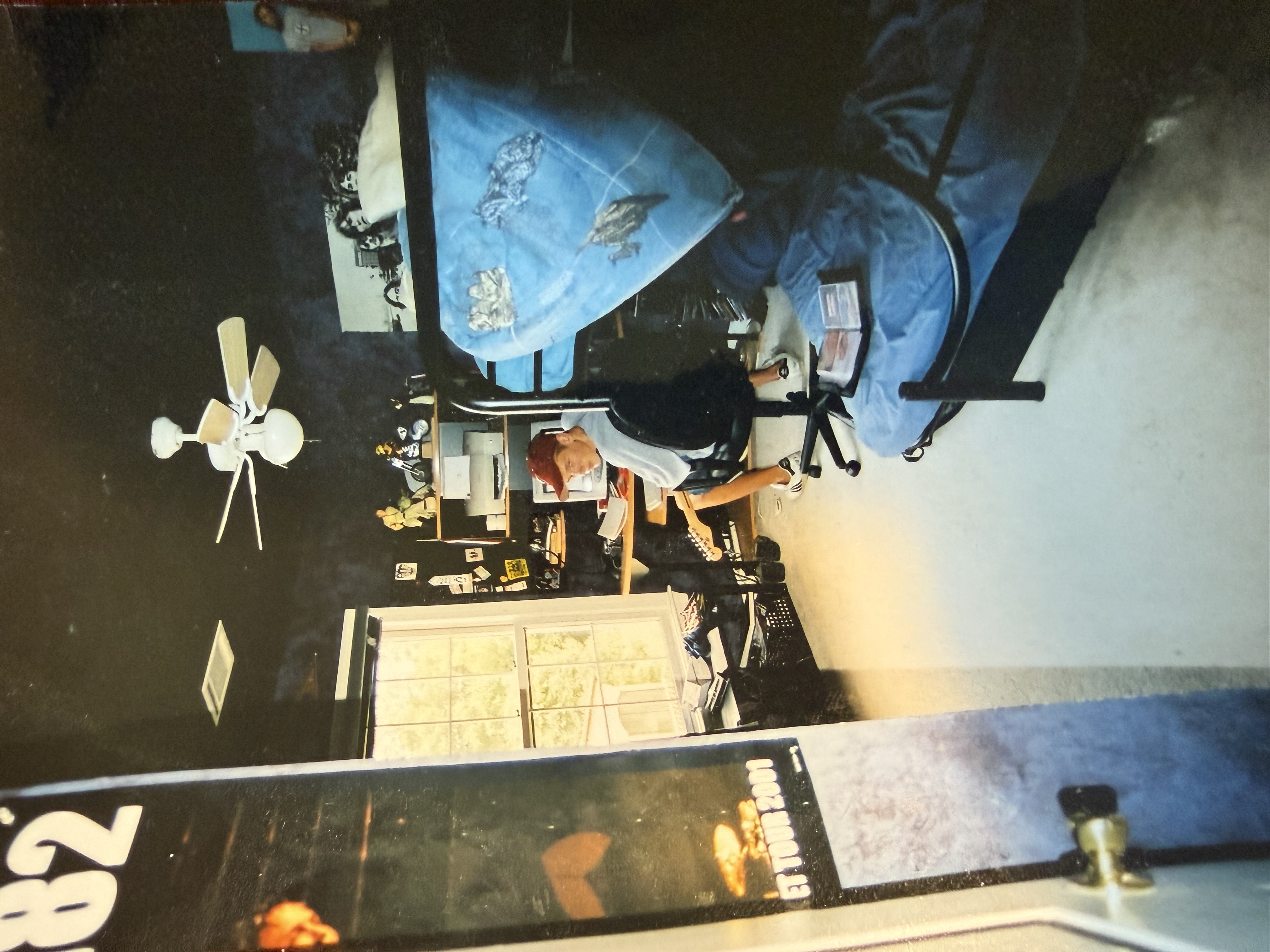 Young Kevin at his computer